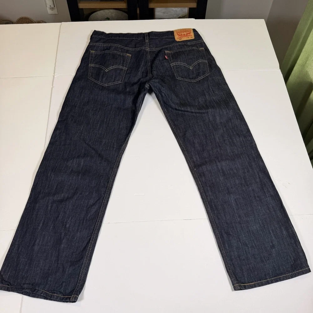 Levi's 569 Straight Leg Jeans Mens 34x32 Blue Denim Dark Wash Contract Stitching